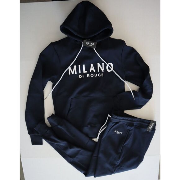 Milano Di Rouge 1239433 Unisex Sz XS Navy Lux Signature 2-Pc Sweatsuit - Picture 1 of 16